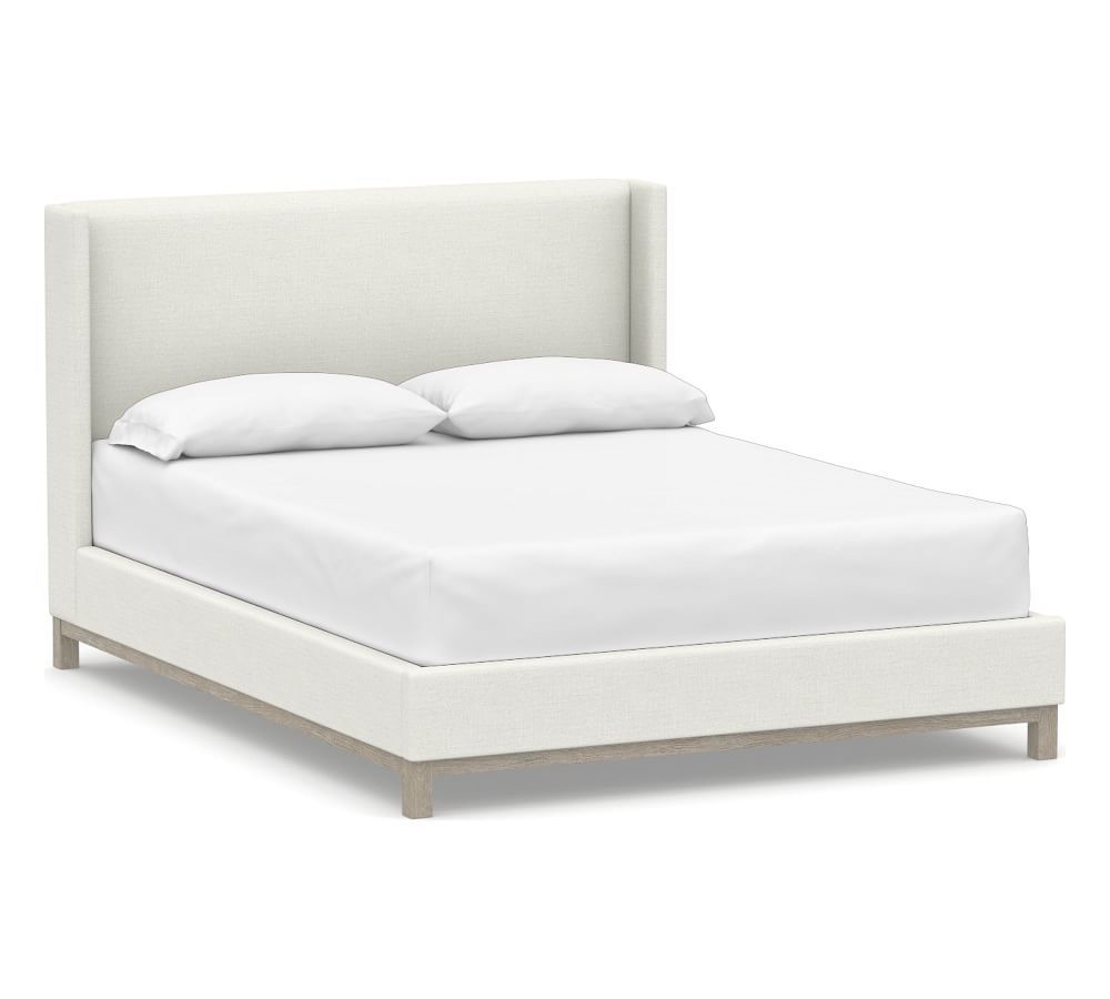 Jake Upholstered Platform Bed with Wood Legs | Pottery Barn (US)