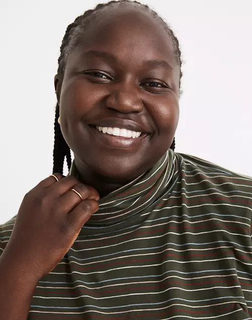 Plus Whisper Cotton Turtleneck in Ivorton Stripe | Madewell