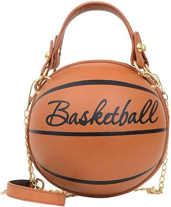 QZUnique Basketball Shaped Cross Body Bag Round Handbag PU Leather Messenger Shoulder Bag Persona... | Amazon (US)
