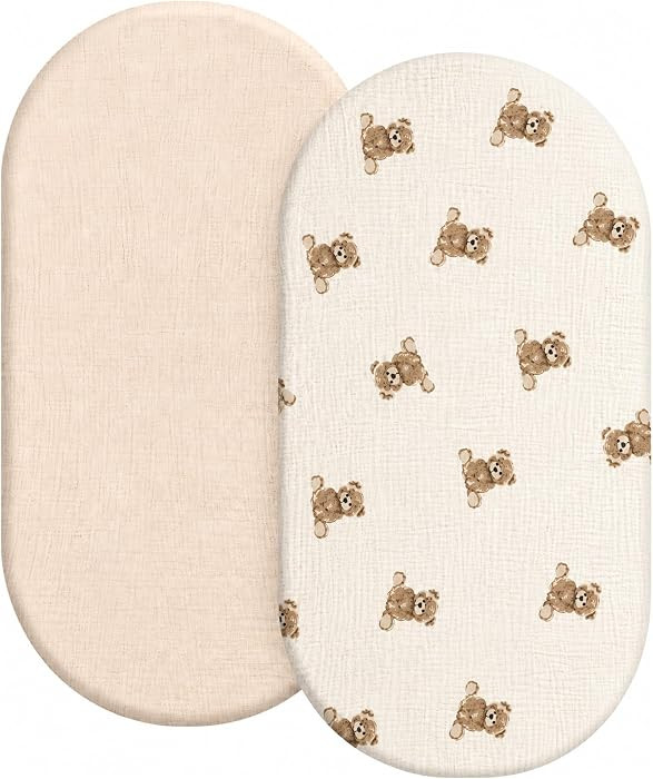Organic Baby Bassinet Sheets 2 Pack 33\u201dx17\u201d 100% Muslin Cotton for Baby Girl Boy, Soft ... | Amazon (US)