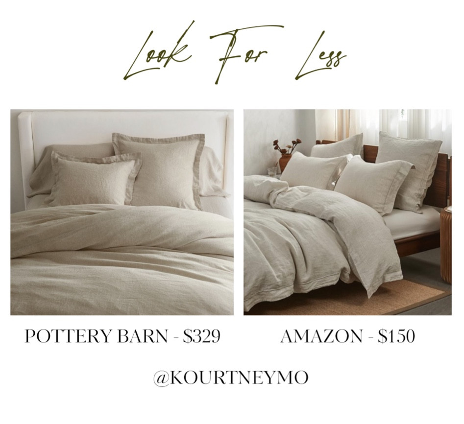 Pottery Barn dupe, designer inspired home, look for less, linen bedding, neutral home, bedroom decor, Amazon finds

#LTKhome