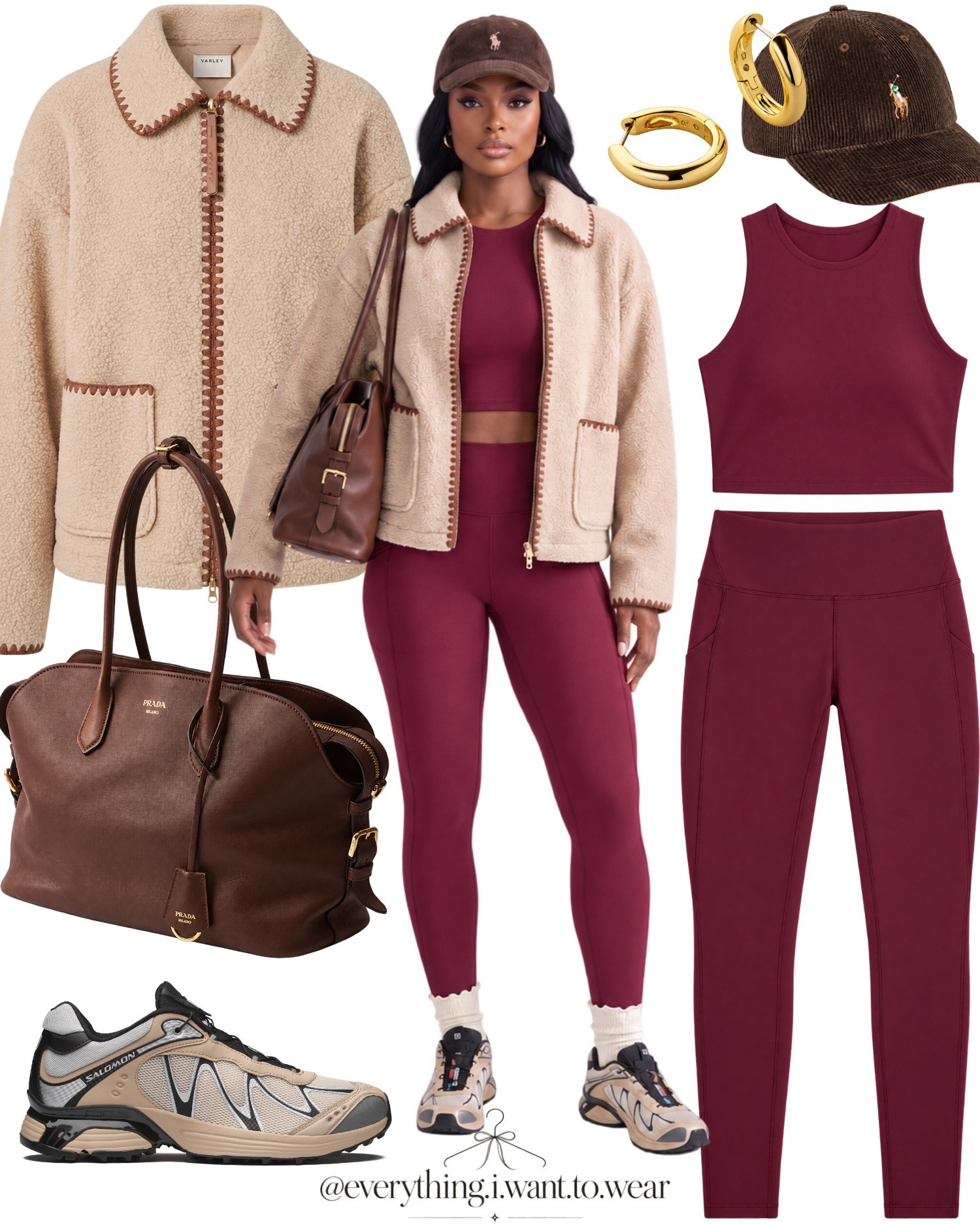 Sherpa jacket and burgundy matching set for an easy coffee run or errands outfit.

#LTKootd #LTKfitnessgoals #LTKgrwm