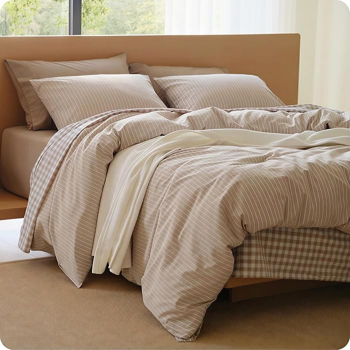Bedsure Striped Duvet Cover King, 100% Washed Cotton Duvet Cover Linen‑Like, PureWoven with Rev... | Amazon (US)