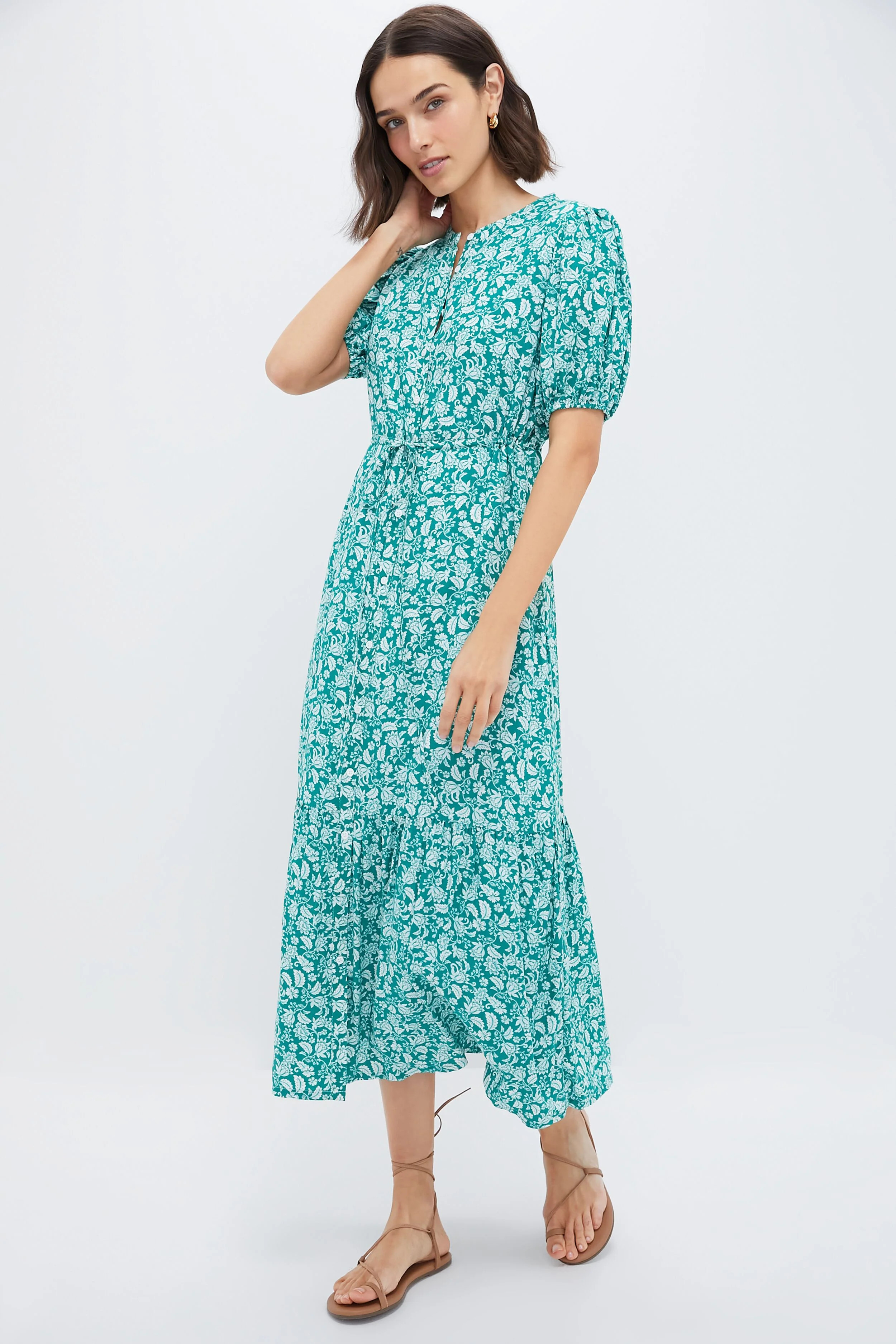 Green Micro Floral Frannie Maxi Dress | Tuckernuck (US)