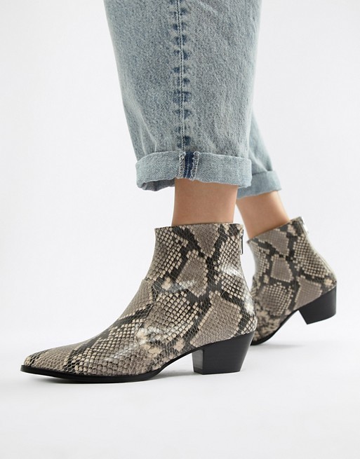 Steve Madden Café snake print leather heeled boots | ASOS UK