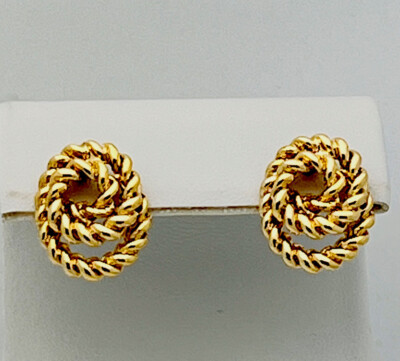 Vintage 1980-90s Gold Tone Rope KnotPierced Earrings  | eBay | eBay US