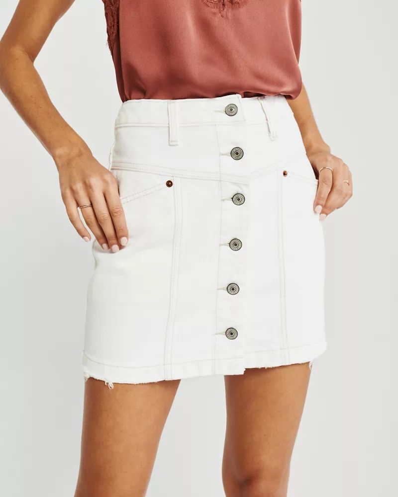 Button-Up Denim Mini Skirt | Abercrombie & Fitch (US)