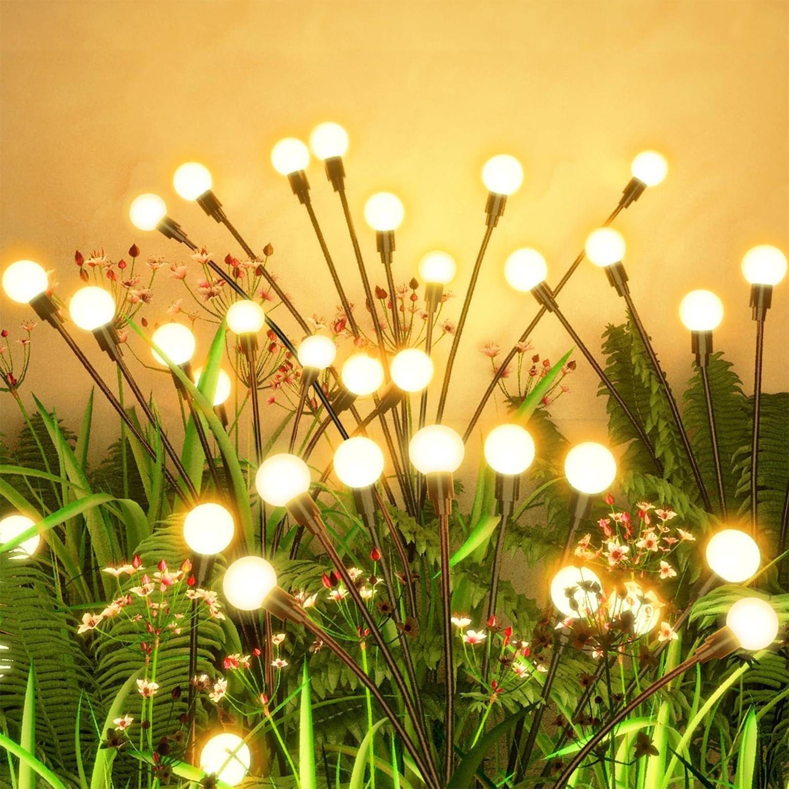 Solar Lights for Outdoor Garden Fireflies Garden Lights Continuous Pack of 4 Swinging Solar Pathw... | Amazon (DE)