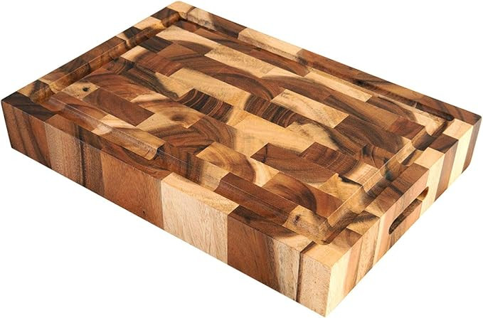 Villa Acacia Large Wood Cutting Board with Juice Groove, 2.5 Inch Thick, 17x12 Inch End Grain Blo... | Amazon (US)