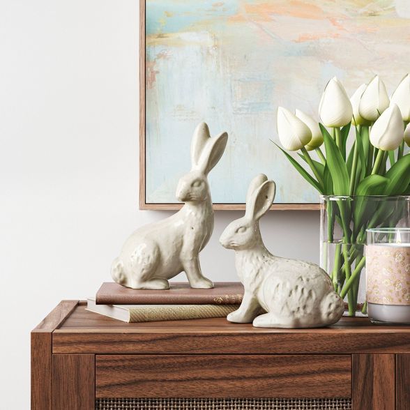 Ceramic Bunny Figurine with Glossy Sand Glaze Beige - Threshold™ | Target