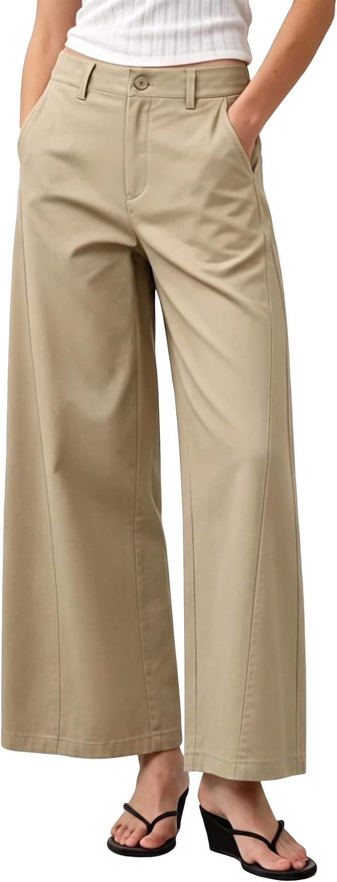Hixiaohe Womens Barrel Pants Trendy High Rise Baggy Business Casual Office Work Trousers Elastic ... | Amazon (US)