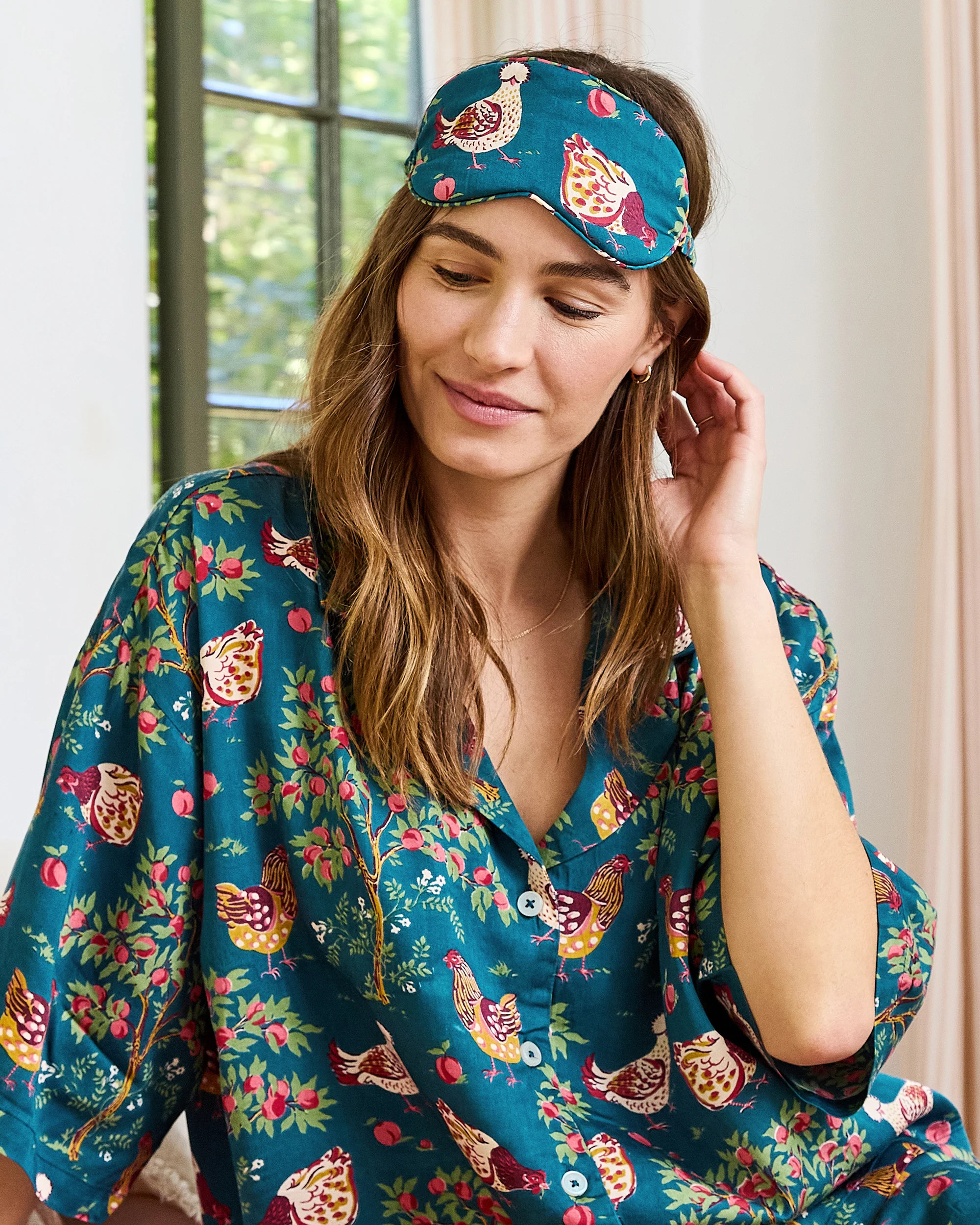 Hen House - Eco Satin Eye Mask - Navy | Printfresh