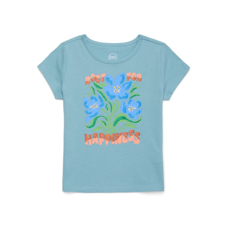 Wonder Nation Girls’ Embellished Graphic Tee with Short Sleeves, Sizes 4-18 & Plus - Walmart.co... | Walmart (US)