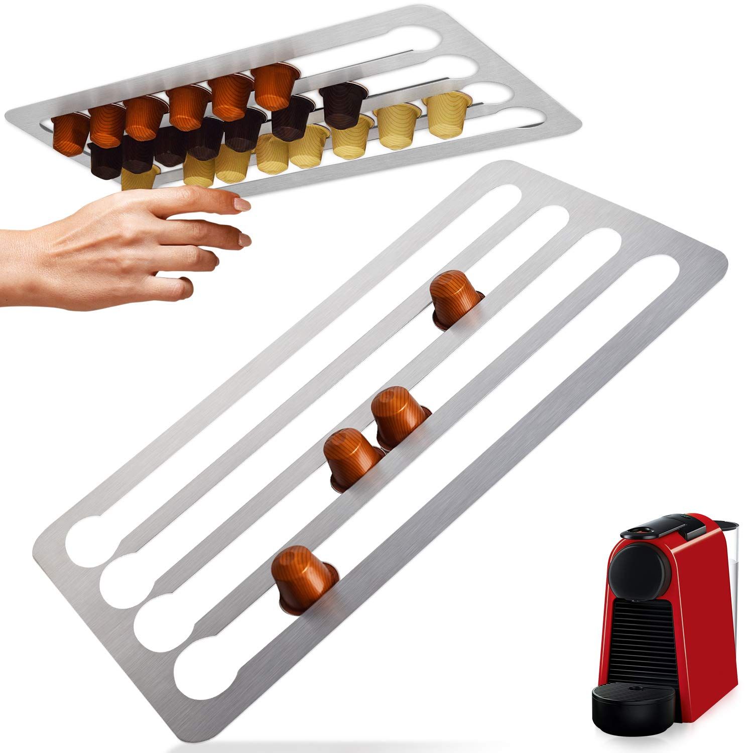 Stainless Steel Capsule Holder For Nespresso Pods, Vertically or Horizontally Mounted on Walls or Un | Amazon (US)