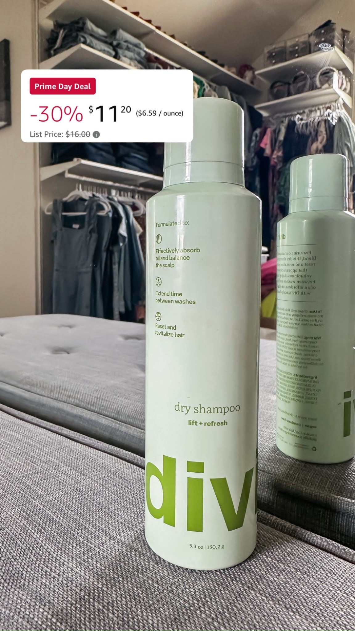 Amazon prime day find - divi dry shampoo is 30% off! 

#LTKBeauty #LTKSaleAlert