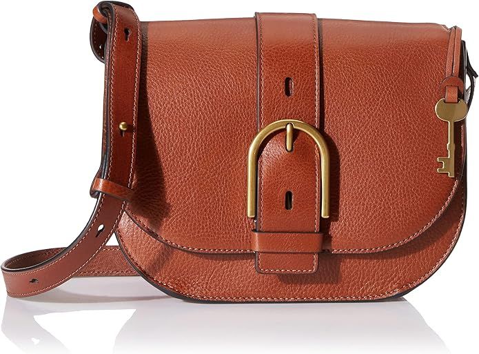 Fossil Women's Wiley Leather Saddle Bag Crossbody Purse Handbag | Amazon (US)