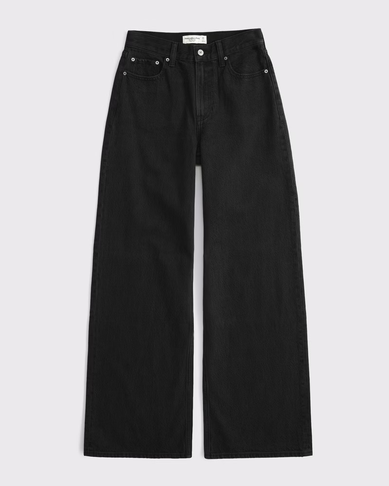 Abercrombie & Fitch Women's High Rise Wide Leg Jean in Black - Size 32 X-LONG | Abercrombie & Fitch (US)