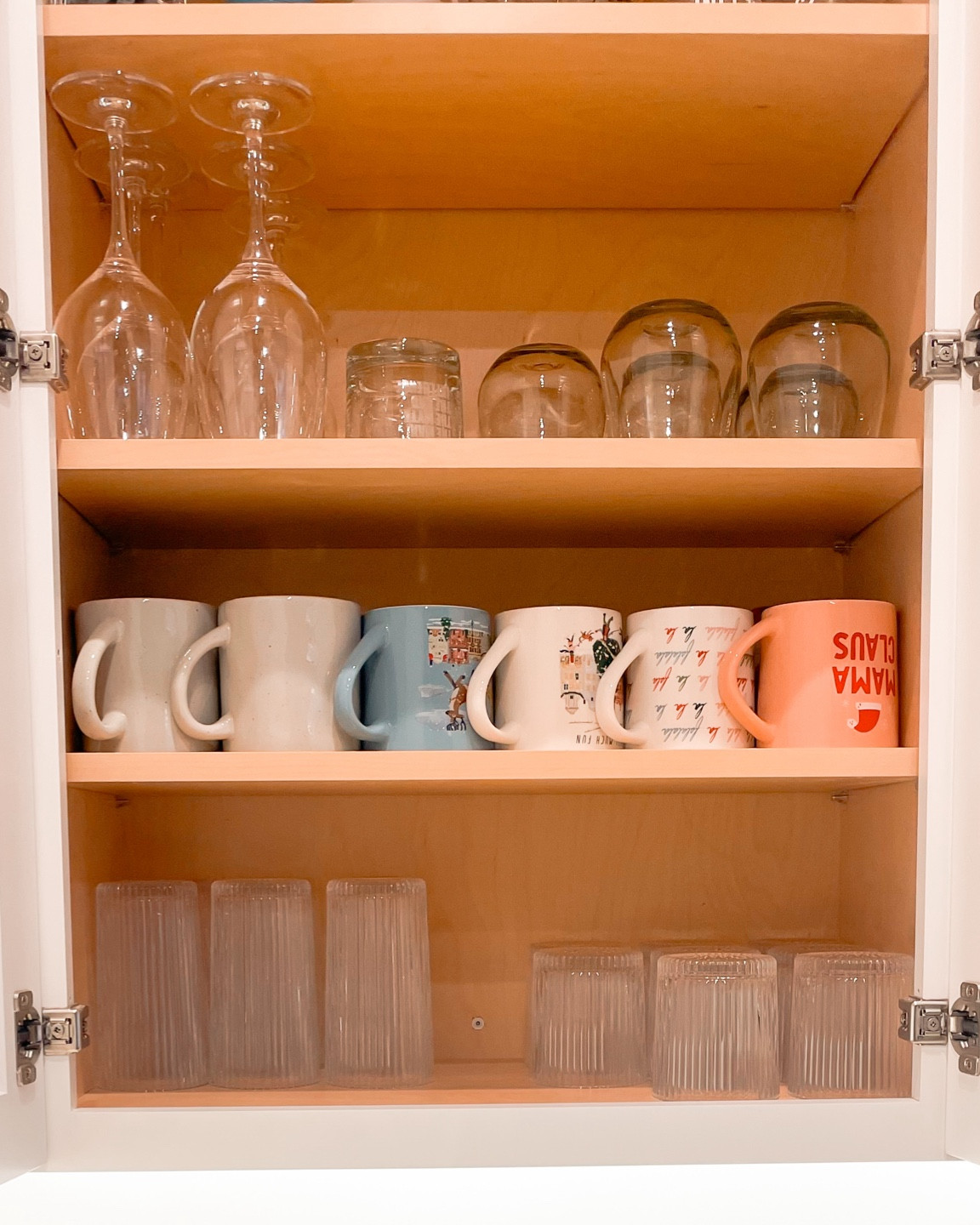 Who else uses Christmas mugs year round?? 🙋🏽‍♀️🤶🏻 

Glasses on bottom shelf are sams club! 

#LTKSeasonal #LTKhome #LTKfindsunder50