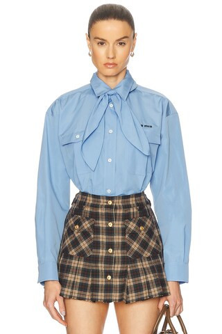 Miu Miu Button Up Top in Blue | FWRD 