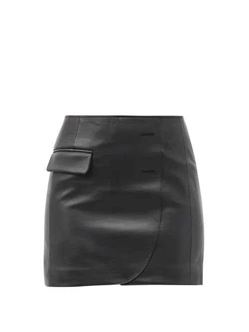 Vetements - Asymmetric Leather Mini Skirt - Womens - Black | Matches (US)