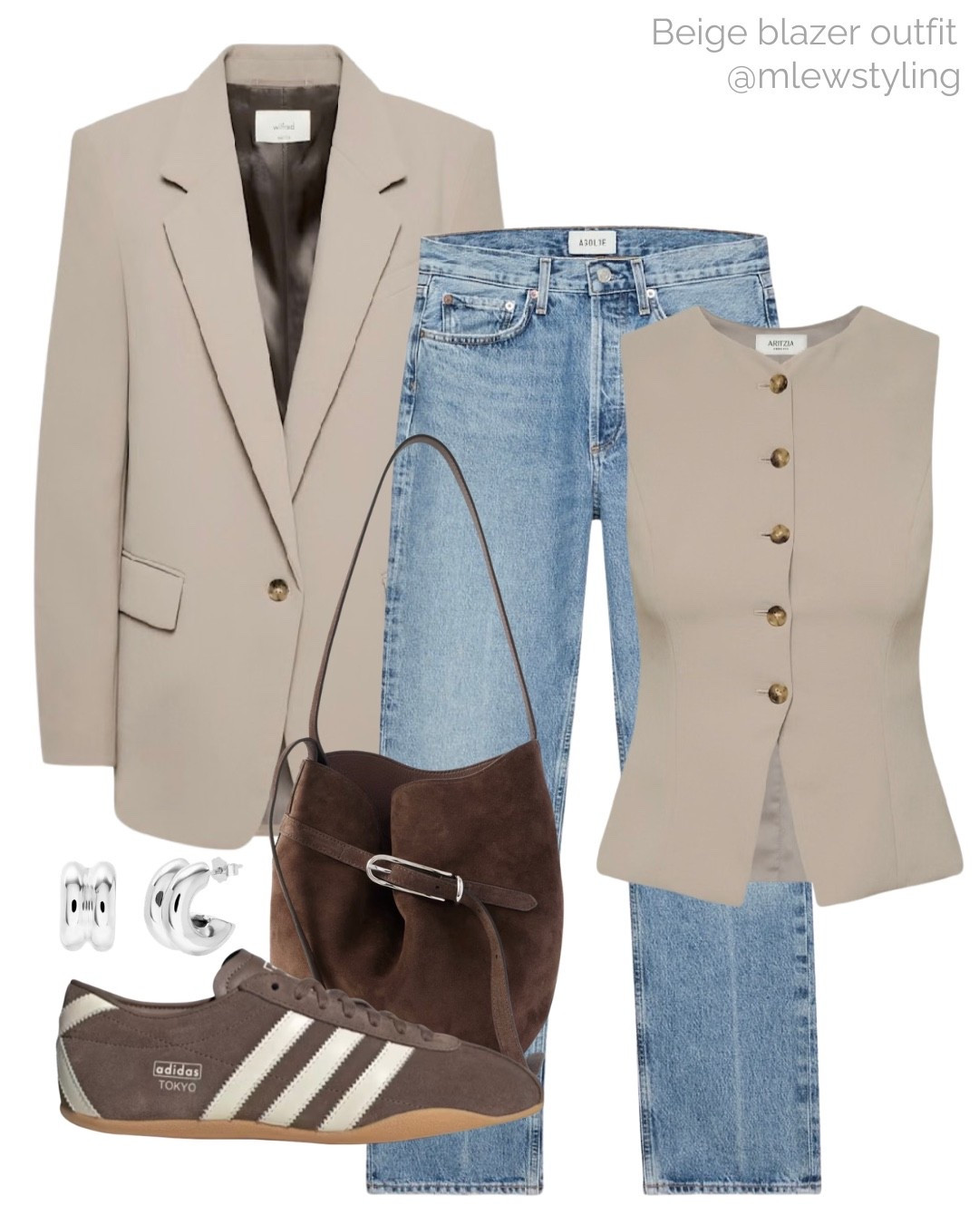 Spring office outfit 🤎

Tags: casual workwear, work outfit, Aritzia blazer, tailored vest, adidas sneakers, brown suede bag, agolde straight leg jeans, neutral aesthetic

#LTKjeans #LTKworkwear #LTKstyletip