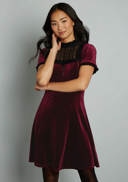 Victorian Vibes Velvet Mini Dress | ModCloth