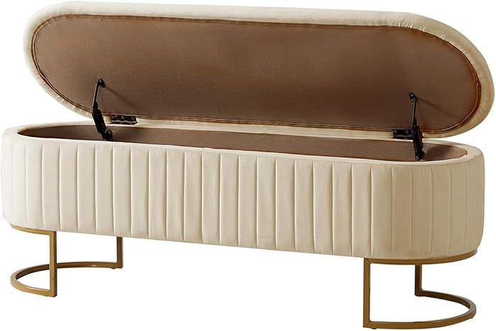 EcoHarbor Living 50.5" Storage Bench Hallway Ottoman,Upholstered End of Bed Bench Velvet with Gol... | Amazon (US)