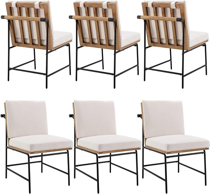 DUOMAY Mid-Century Modern Dining Chairs Set of 6, PU Leather Side Chair with Rear Handle, Armless... | Amazon (US)