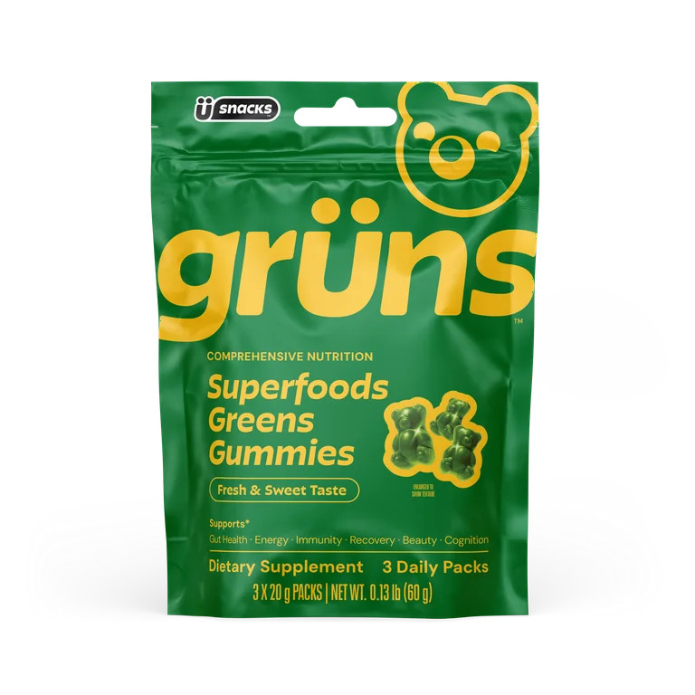 Gruns Adult Superfood Greens Gummies, with 60 Organic Ingredients, 21+ Vitamins & Minerals, Prebi... | Walmart (US)