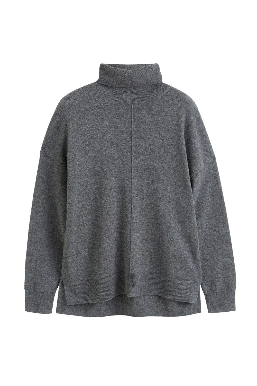 Dark-Grey Wool-Cashmere Relaxed Rollneck Sweater | Chinti & Parker