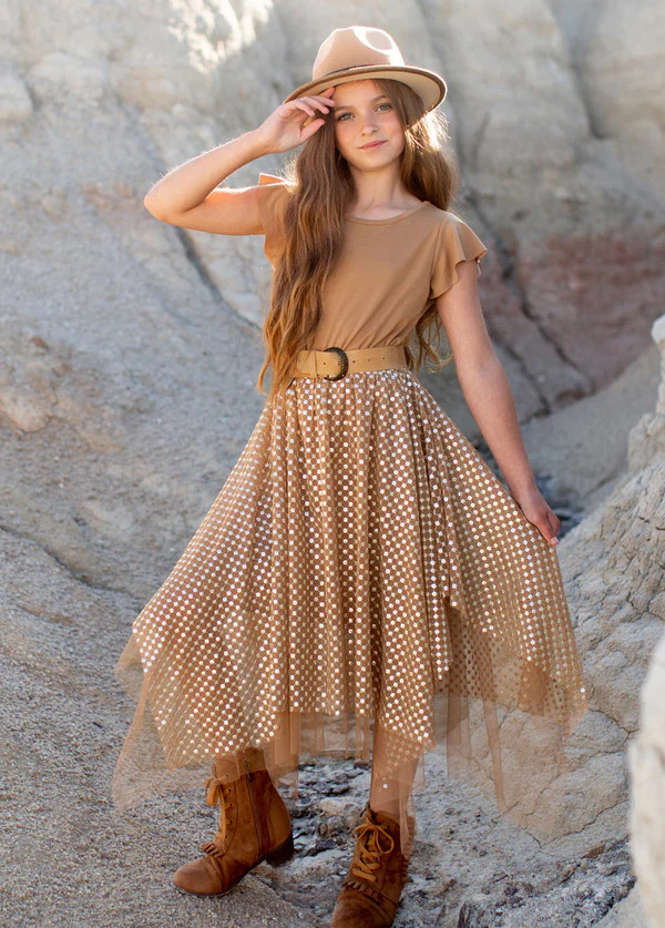Tina Dress in Light Tan | Joyfolie