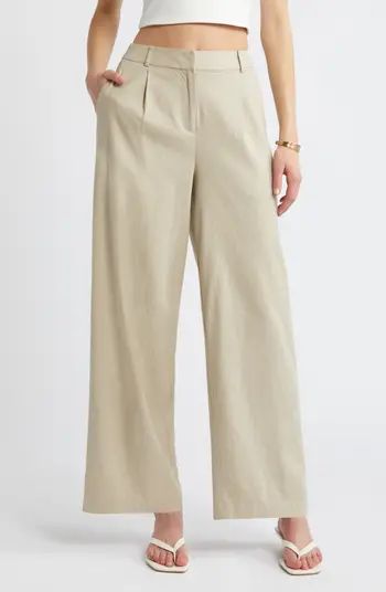 Open Edit Wide Leg Linen Blend Pants | Nordstrom | Nordstrom