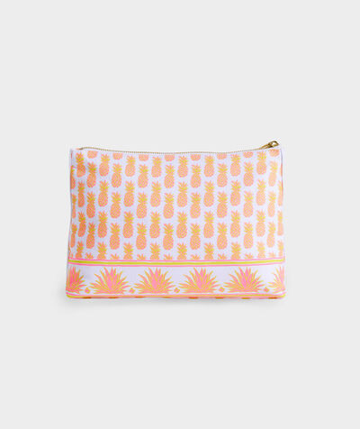 Block Print Pineapple Washed Canvas Zip Pouch | vineyard vines
