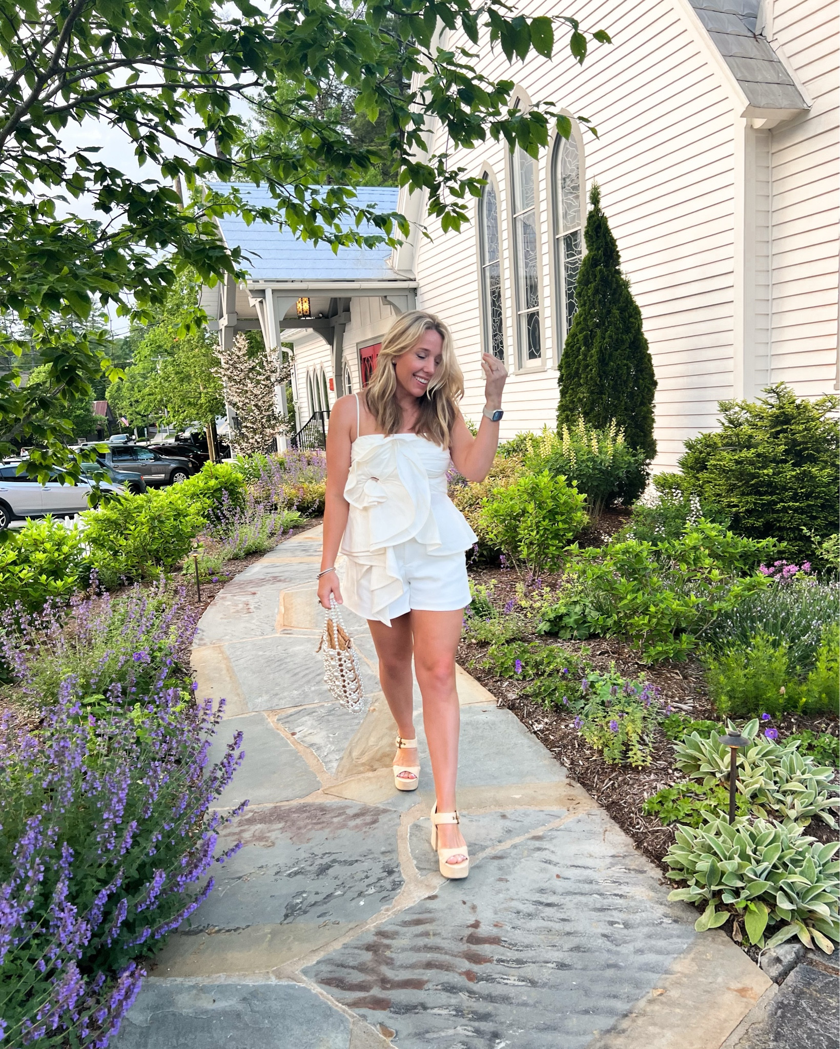 Date night outfit recipe: cocktail shorts, statement top, block heels. Throw a blazer on for cool nights  

#LTKStyleTip #LTKTravel #LTKShoeCrush