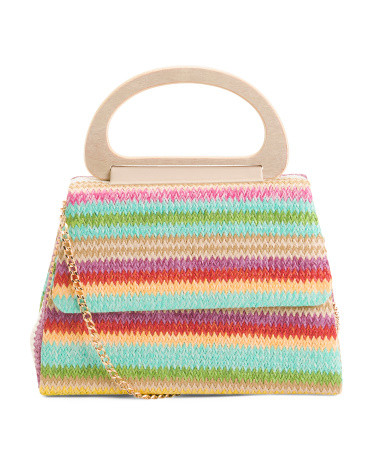 Stripped Wood Top Handle Crossbody | TJ Maxx