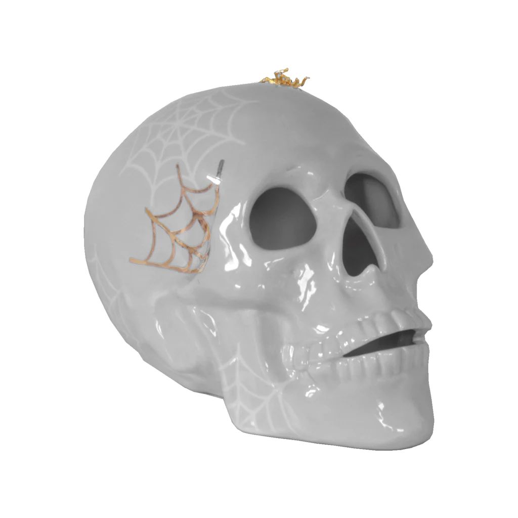 "Mr. Bones and Charlotte" Skull Decor with 22K Gold Accents- Light Gray | Lo Home by Lauren Haskell Designs