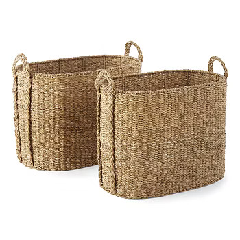 Linden Street Natural Seagrass Oval Decorative Storage Basket | JCPenney