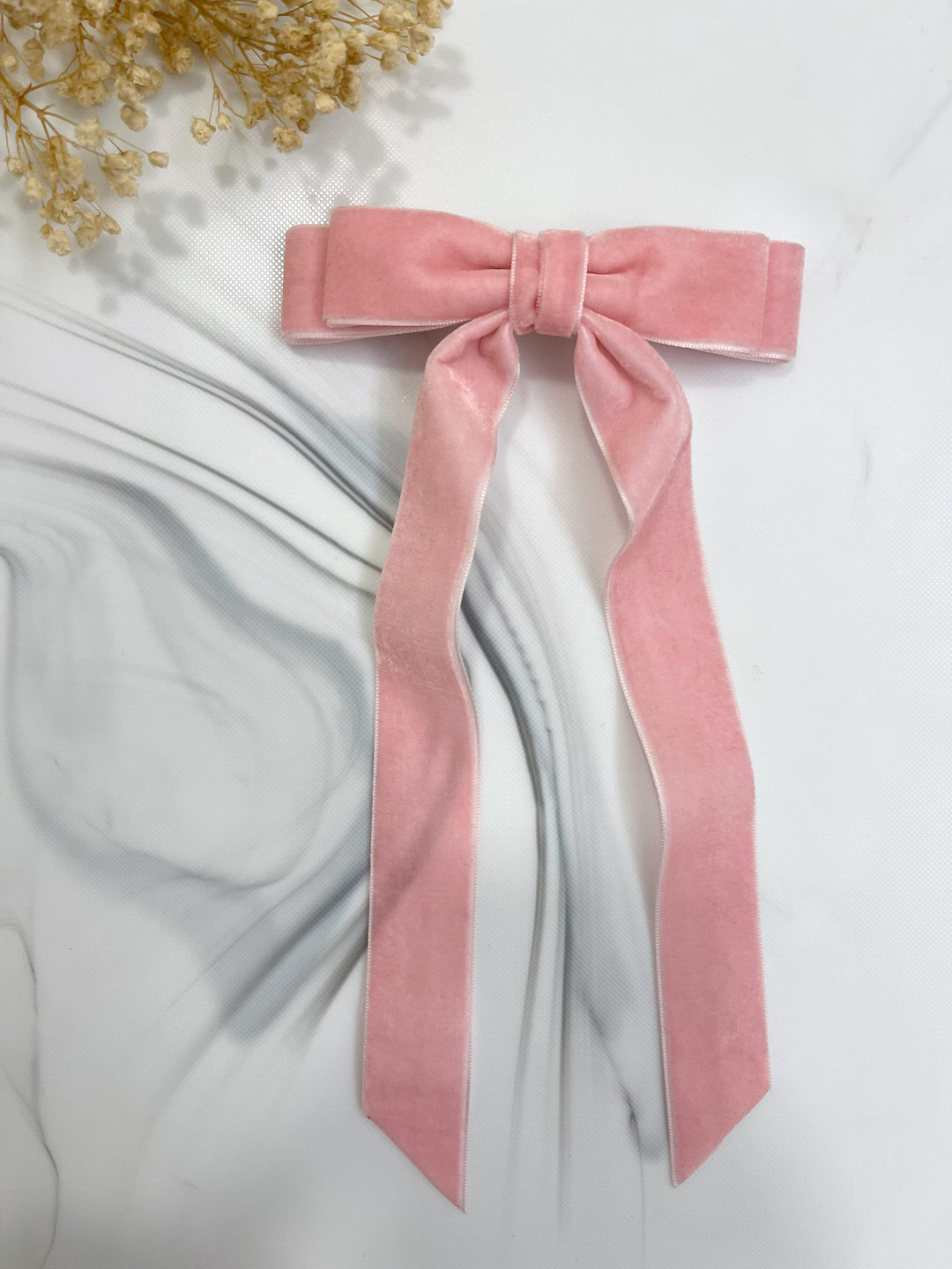 Velvet Hair Bow Long Ribbon Tails, Hair Clip, French Barrette, Pink, Hair Accessory, Hair Bow - E... | Etsy (CAD)