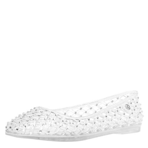 Michael Kors Women's Pixie Jelly Ballet, Silver-Tone Hardware, Clear, 10 | Amazon (US)