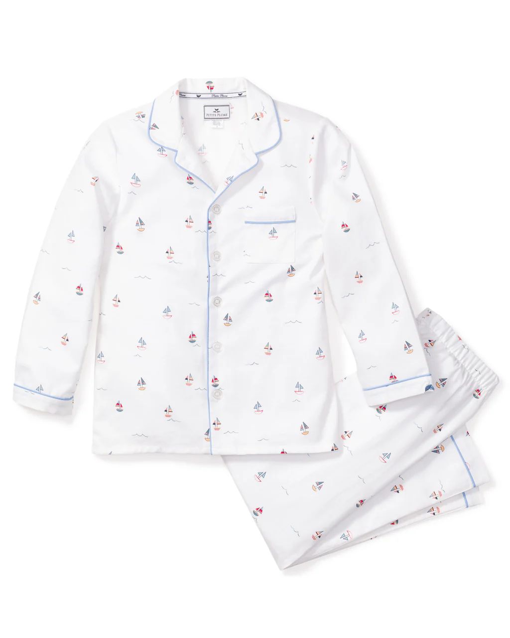 Kid's Twill Pajama Set in Bateau | Petite Plume