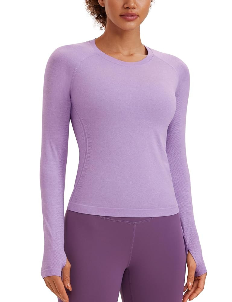 CRZ YOGA Womens Seamless Workout Long Sleeve Shirts Quick Dry Gym Athletic Tops Breathable Runnin... | Amazon (US)