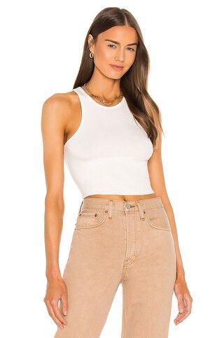 Free People High Neck Ribbed Crop Top in White from Revolve.com | Revolve Clothing (Global)