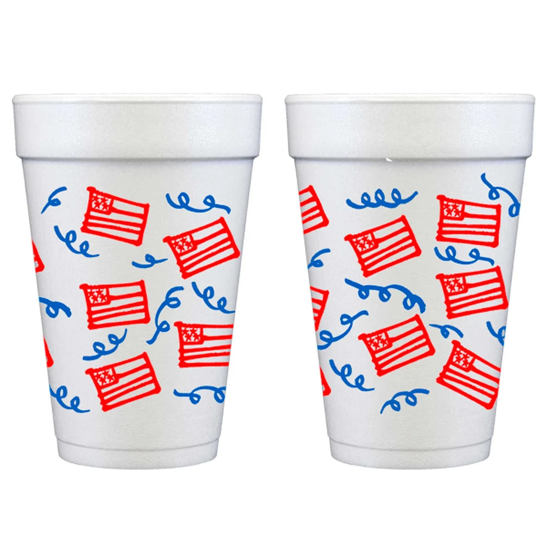 American Flag Wrap/4th of July Disposible Foam Cup {10 cup pack} | Etsy (US)