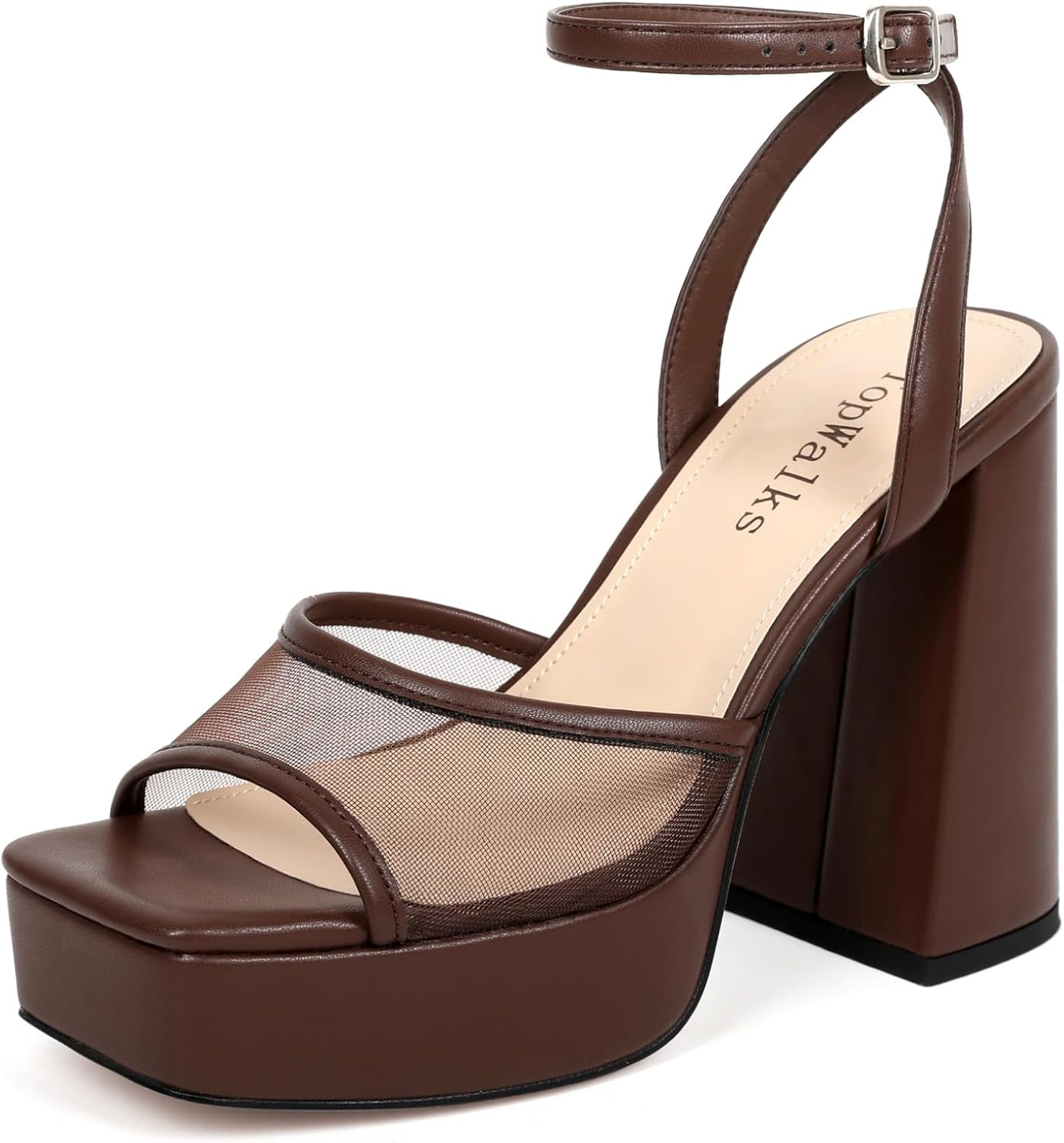 Platform Heels for Women Chunky Heel Platform Sandals Womens Open Toe Ankle Strap Womens Wedding Party Shoes | Amazon (US)
