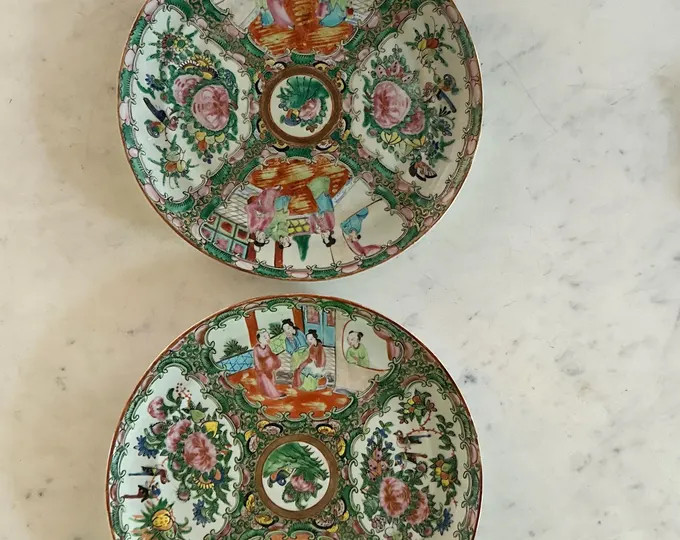 7.25" Antique Chinese Rose Medallion Plate - “Made in China” Mark - Early 20th Century Export | Etsy (Global)