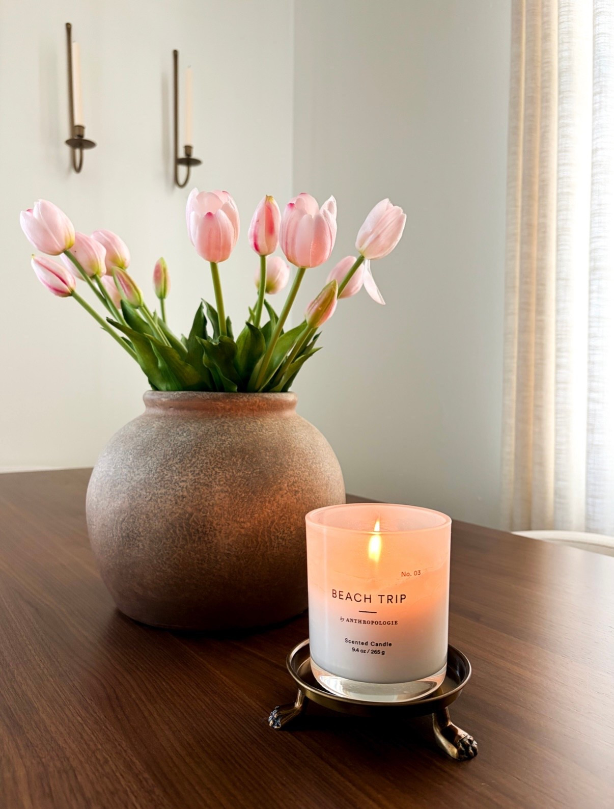All the cozy Sunday vibes 🕯️✨🌷 Love this @Alice Lane brass candle tray. It’s so timeless and elevated. 

#LTKHome #LTKSeasonal