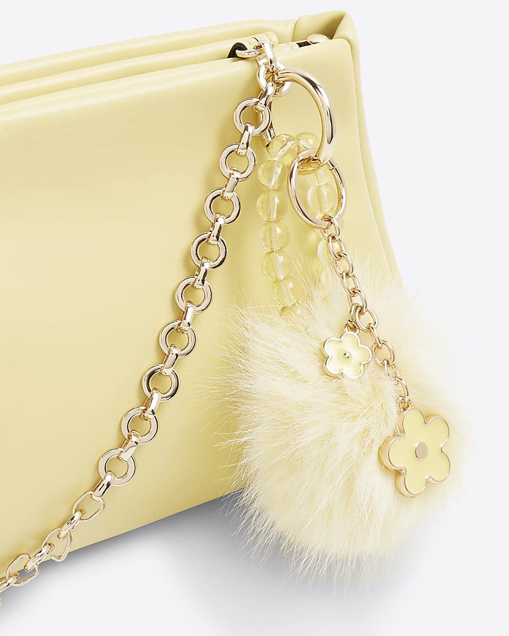 Yellow Pom And Decal Bag Charm | River Island UK & IE