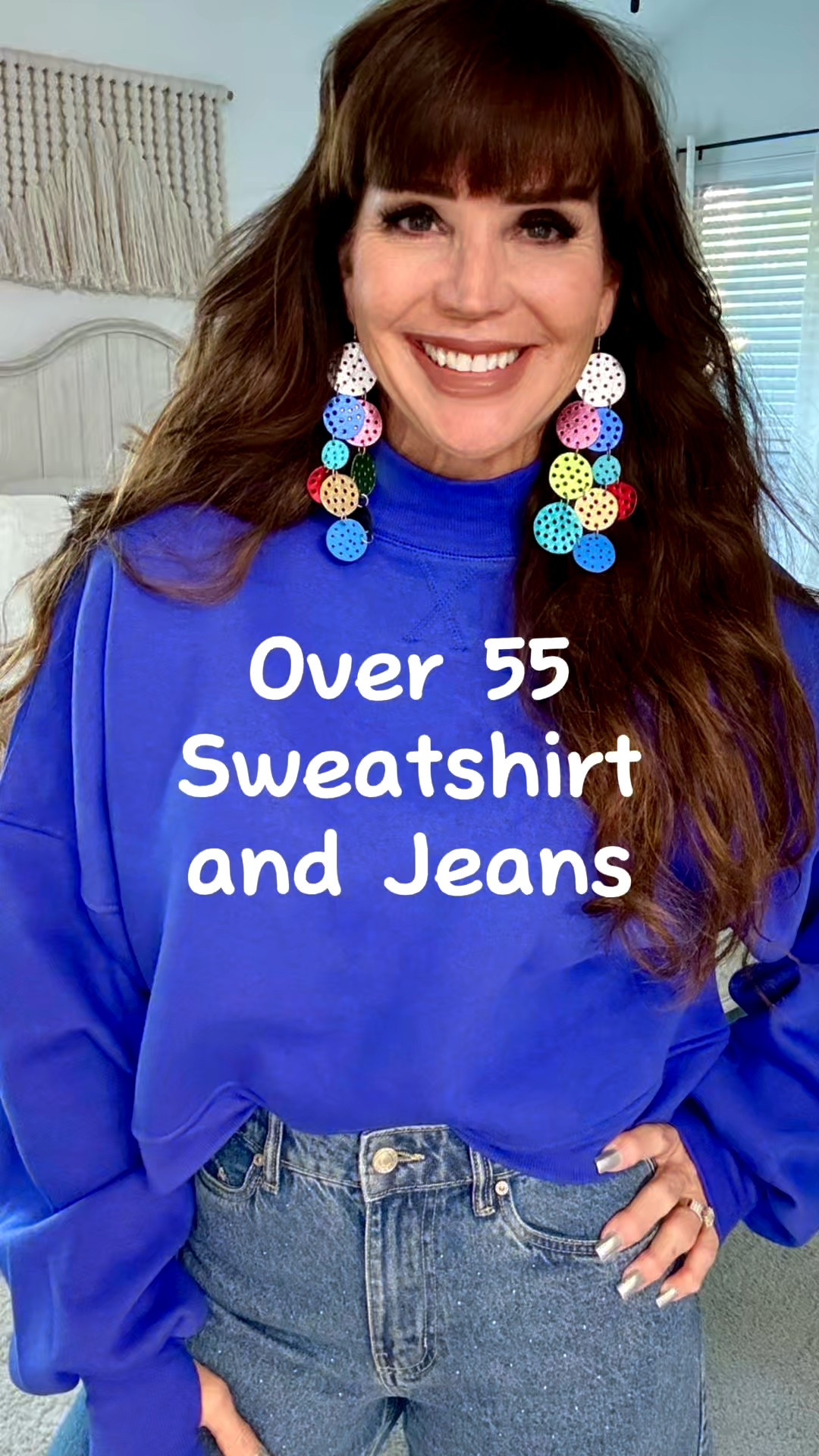 My sweatshirt and jeans obsession continues!  I loooove this Blogilates sweatshirt mostly because I have the longest arms and these are still
long enough!!  Sparkly denim, festive earrings and metallic shoe boots were my day at the park fit!!  Nanny life! 

#LTKOver40 #LTKActive #LTKFindsUnder50