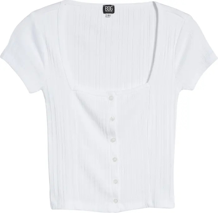 BDG Urban Outfitters Square Neck Rib Button-Front Top | Nordstrom | Nordstrom