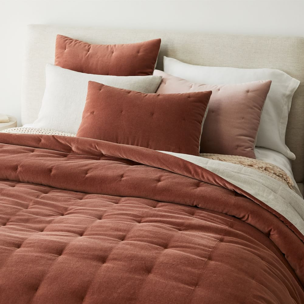 Classic Cotton Velvet & Linen Tack Stitch Quilt & Shams | West Elm (US)